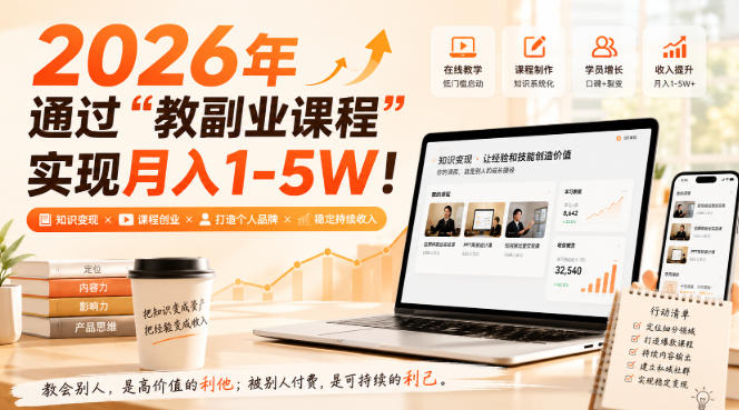 2026年通过“教副业课程”实现月入1-5W！毫无保留的全部教给你，长期稳定【揭秘】-云创网