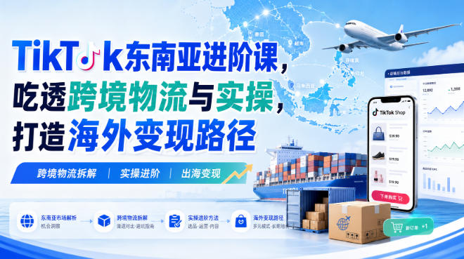 TikTok东南亚进阶课，吃透跨境物流与实操，打造海外变现路径-云创网