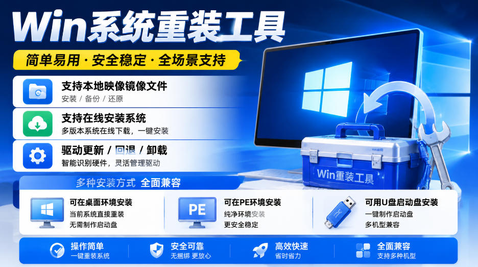 Win系统重装工具，支持本地映像镜像文件安装备份，简单易用-安全稳定-全场景支持-云创网