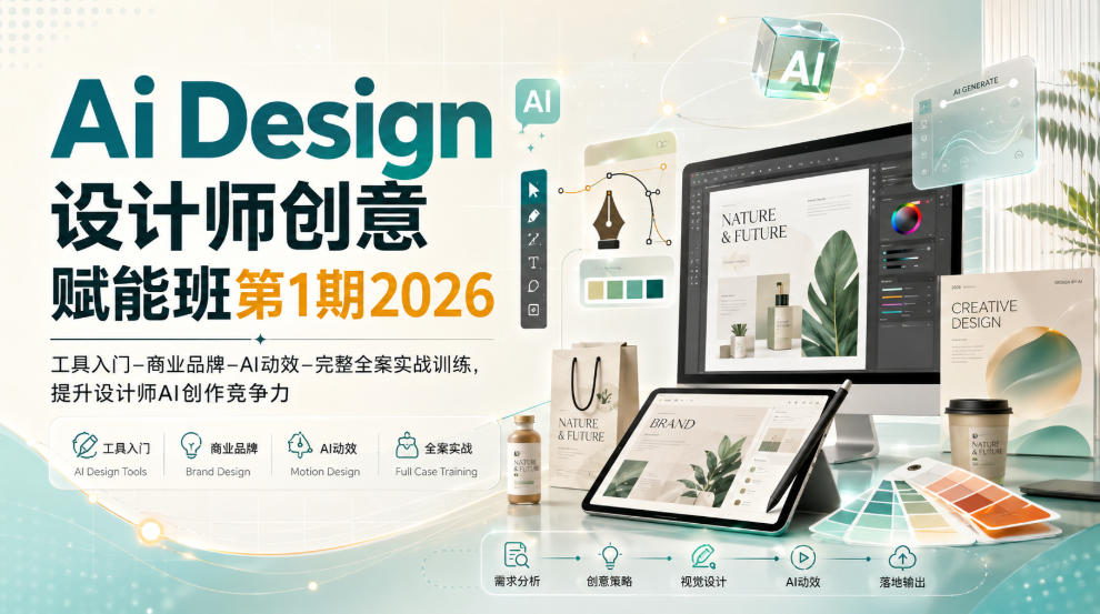 Ai Design设计师创意赋能班第1期2026｜工具入门‑商业品牌‑AI动效‑完整全案实战训练，提升设计师AI创作竞争力-云创网