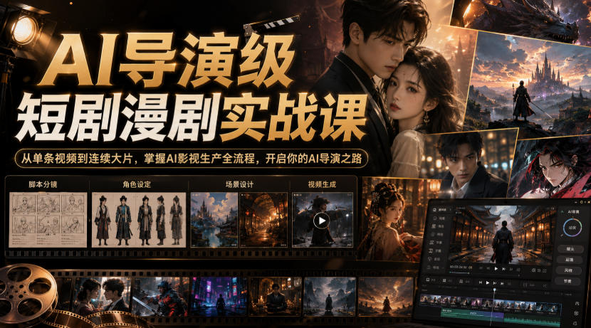 AI导演级短剧漫剧实战课，从单条视频到连续大片，掌握AI影视生产全流程，开启你的AI导演之路!-云创网