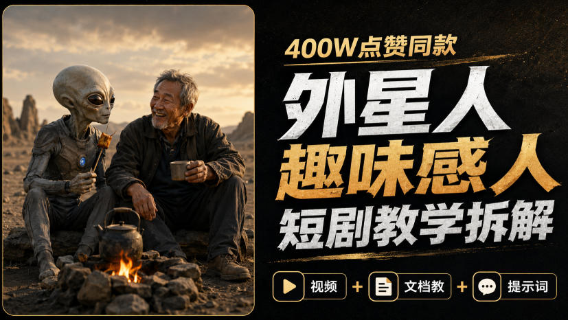 400W点赞同款外星人趣味感人短剧教学拆解，视频+文档教+提示词-云创网