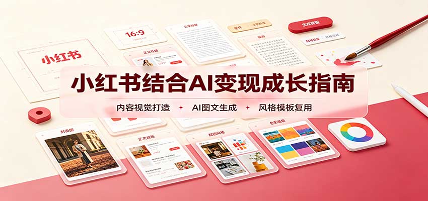 小红书结合AI变现成长指南：账号精准定位，内容视觉打造，搭建可复制流量获客体系-云创网