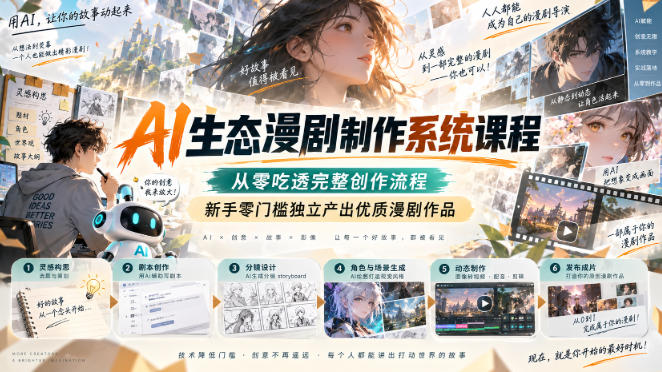 AI生态漫剧制作系统课程，从零吃透完整创作流程，新手零门槛独立产出优质漫剧作品-云创网