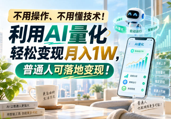 不用操作、不用懂技术！利用AI量化轻松变现月入1W，普通人可落地变现！【揭秘】-云创网