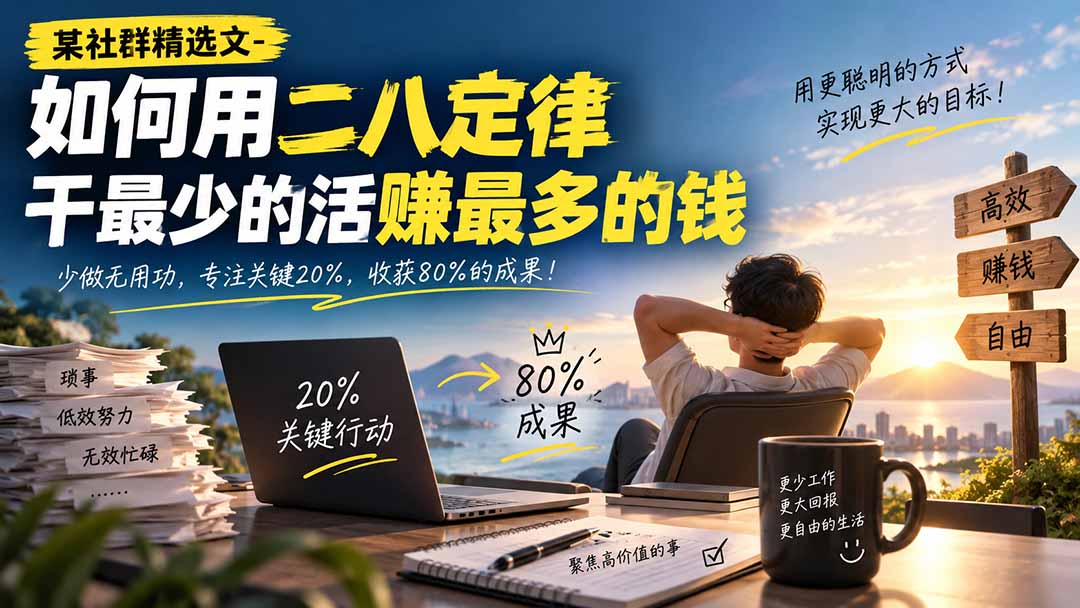 某社群精选文-如何用二八定律干最少的活赚最多的钱-云创网