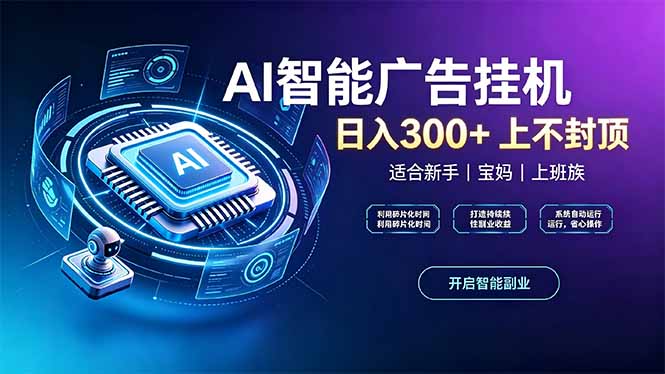 上班族、宝妈的被动副业！AI广告挂机24小时自动跑-云创网