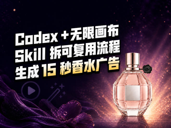 我把Amazon香水视频拆成Codex Skill：无限画布负责最后15秒-云创网