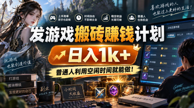 发游戏搬砖賺钱计划，日入1k+，普通人利用空闲时间就能做！【揭秘】-云创网
