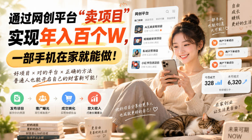 靠卖网创项目变现，一年拿下百万收益！一台手机就能操作！-云创网