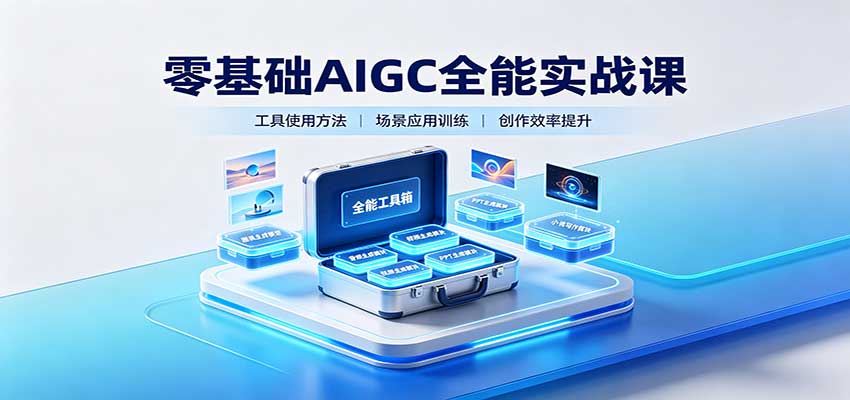 零基础AIGC全能实战课：覆盖绘画、影音、PPT、小说多场景AI创作-云创网