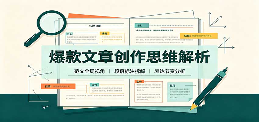 爆款文章创作思维解析：全局视角拆解范文，梳理行文逻辑，搭配真实拆文实操案例-云创网