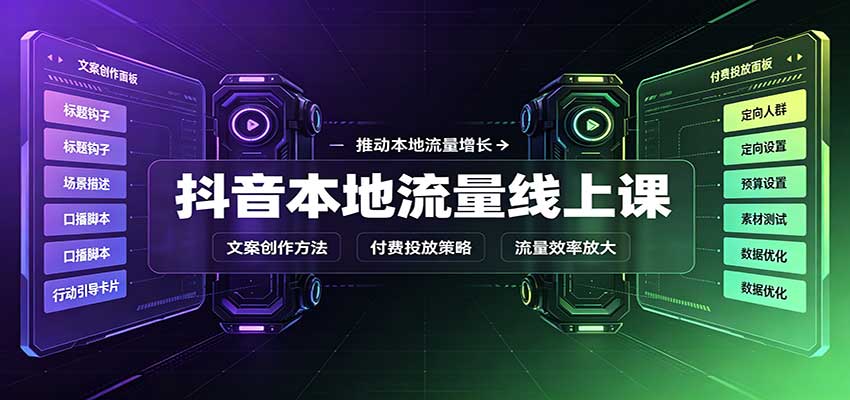 抖音本地流量线上课：账号搭建拍摄剪辑，文案创作与付费投放教学-云创网