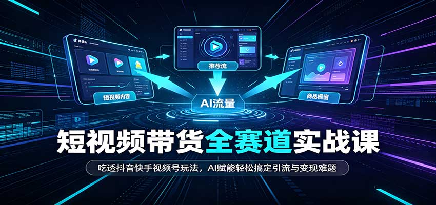 短视频带货全赛道：吃透抖音快手视频号玩法，AI赋能轻松搞定引流与变现难题-云创网