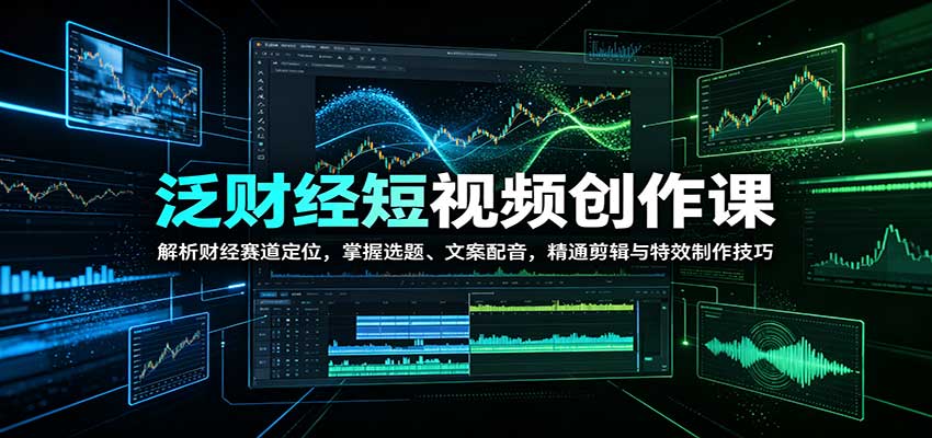 泛财经短视频创作课：解析财经赛道定位，掌握选题、文案配音，精通剪辑与特效制作技巧-云创网