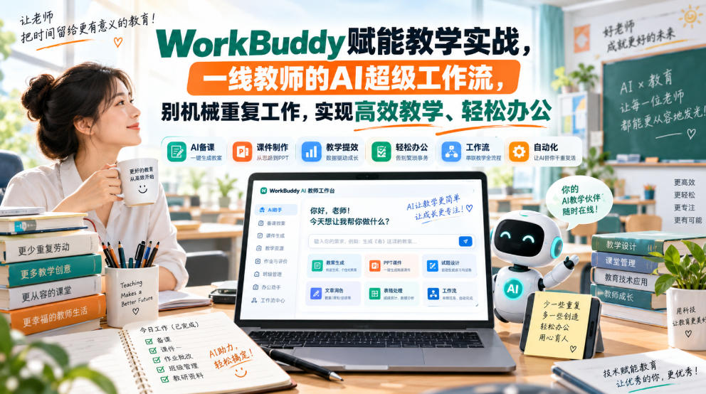 WorkBuddy赋能教学实战，一线教师的AI超级工作流，别机械重复工作，实现高效教学、轻松办公-云创网
