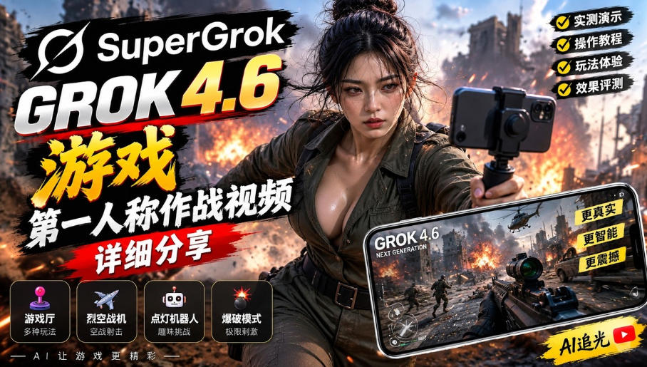 Grok 4.6也能做游戏？第一人称作战视频实测｜玩法详细讲解-云创网