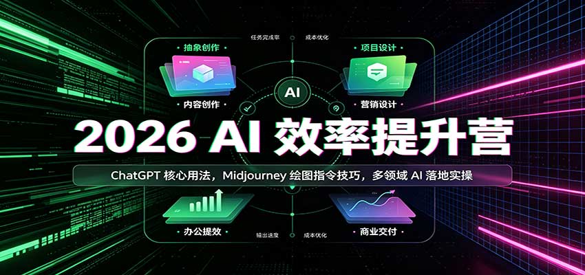 2026 AI效率提升营：ChatGPT核心用法，Midjourney绘图指令技巧，多领域AI落地实操-云创网