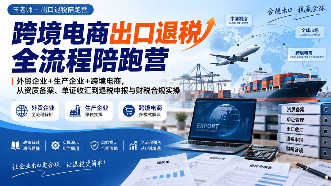 跨境电商出口退税全流程陪跑营｜外贸企业+生产企业+跨境电商，从资质备案、单证收汇到退税申报与财税合规实操-云创网