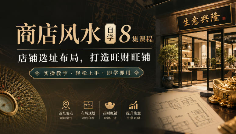 商店风水自学8集课程｜店铺选址布局，打造旺财旺铺实操教学-云创网