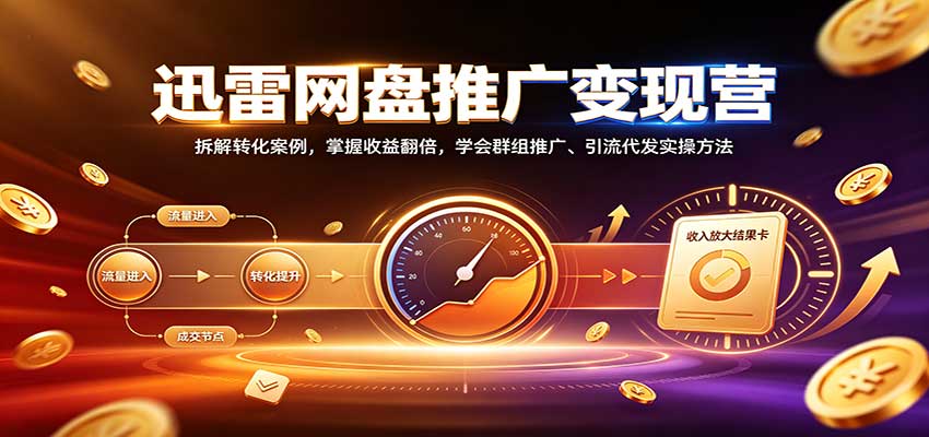 迅雷网盘推广变现营：拆解转化案例，掌握收益翻倍，学会群组推广、引流代发实操方法-云创网