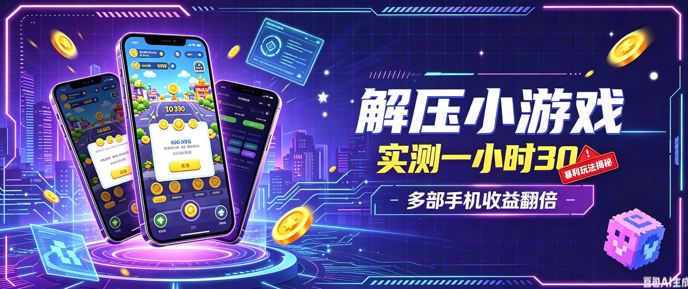 小游戏全流程玩法，实测一小时搞30，简单无脑解压，当天做当天就能看到进账，直接冲就行【揭秘】-云创网
