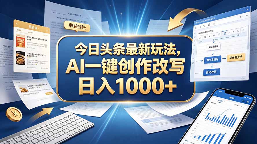 今日头条最新玩法，AI 一键创作改写，简单易上手，轻松日入 1000 +-云创网
