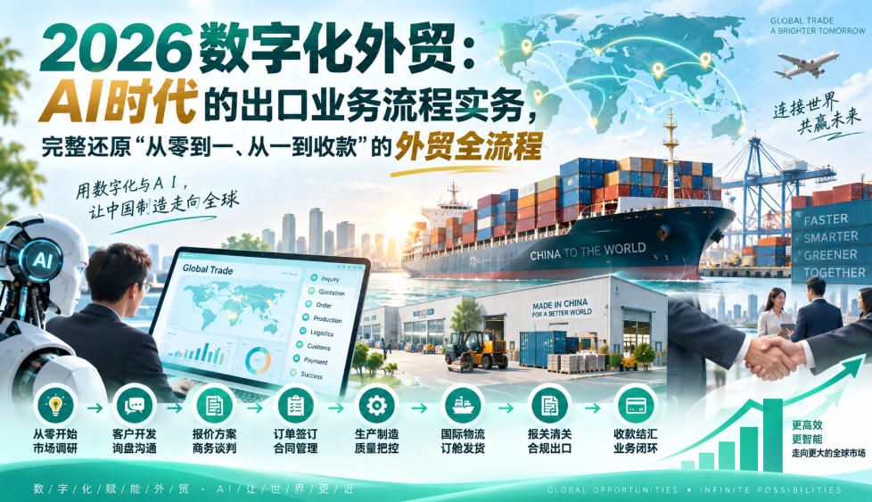 2026数字化外贸：AI时代的出口业务流程实务，完整还原”从零到一、从一到收款”的外贸全流程-云创网