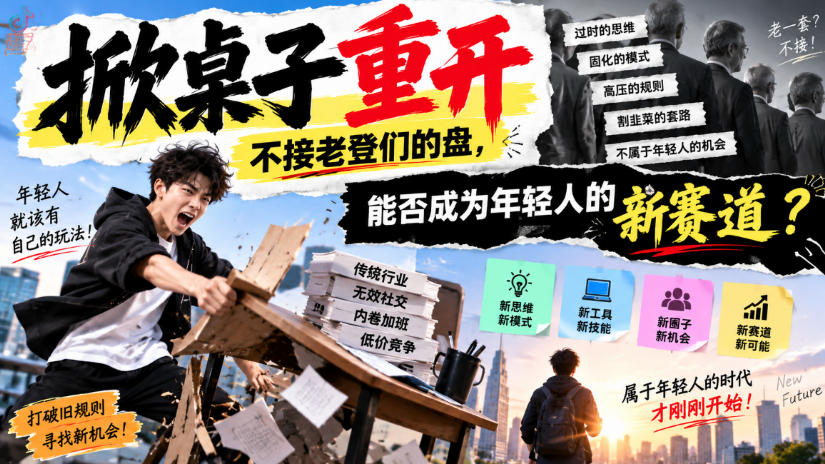 某公众号付费文章：掀桌子重开，不接老登们的盘，能否成为年轻人的新赛道？-云创网