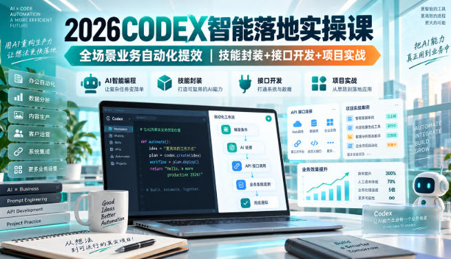 2026Codex智能落地实操课，全场景业务自动化提效，技能封装+接口开发+项目实战-云创网