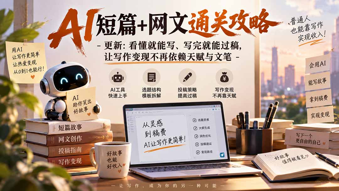 AI短篇+网文通关攻略-更新0921：看懂就能写、写完就能过稿，让写作变现不再依赖天赋与文笔-云创网