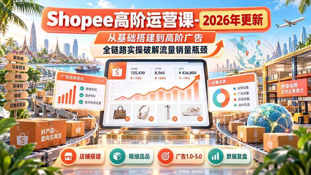 Shopee高阶运营课-更新9月，从基础搭建到高阶广告，全链路实操破解流量销量瓶颈-云创网
