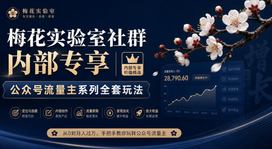 梅花实验室社群内部专享-公众号流量主系列全套玩法-云创网