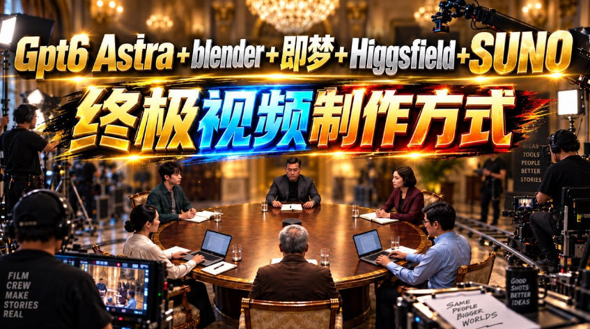 GPT-6 Astra+Blender+即梦+Higgsfield+Suno=终极视频制作方式！-云创网