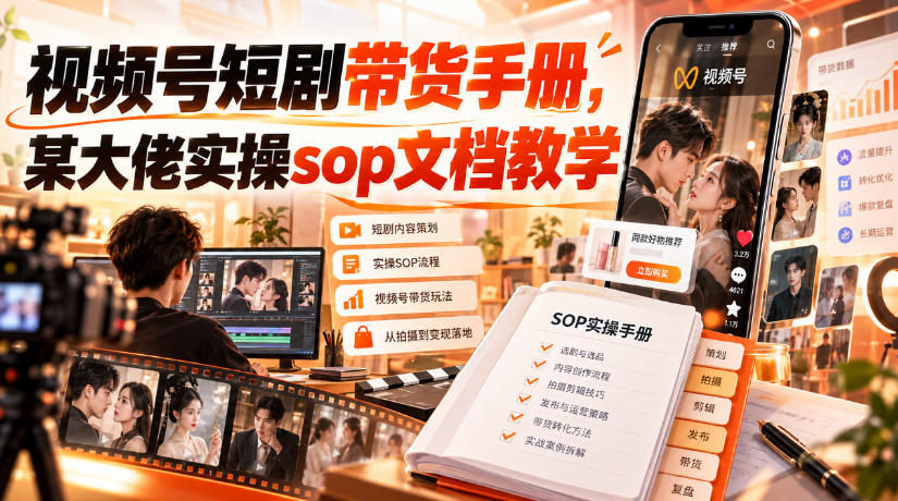 视频号短剧带货手册，某大佬实操sop文档教学-云创网