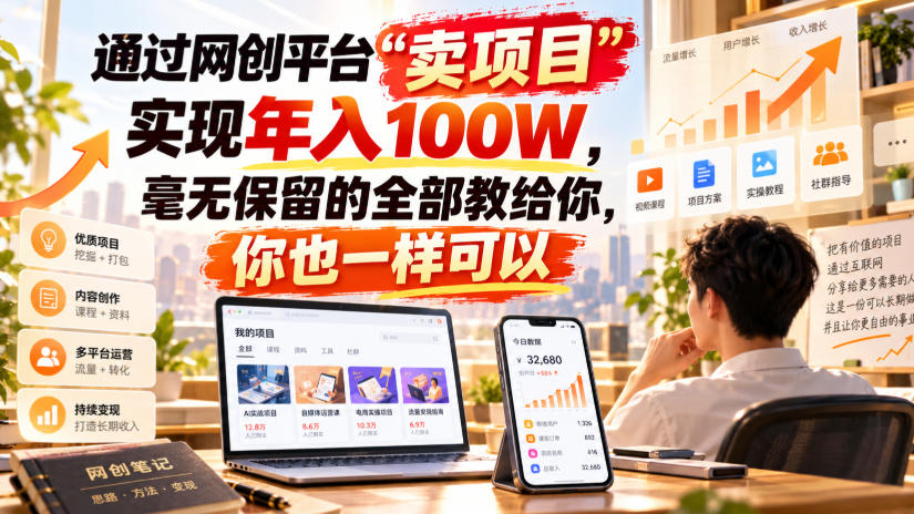 通过网创平台“卖项目”实现年入100W，毫无保留的全部教给你，你也一样可以！【揭秘】-云创网