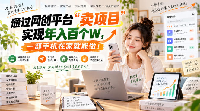 网创平台“卖项目”实现年入百万，一部手机在家就能做！-云创网