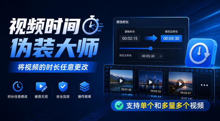 视频时间伪装大师，将视频的时长任意更改，支持单个和多量多个视频-云创网