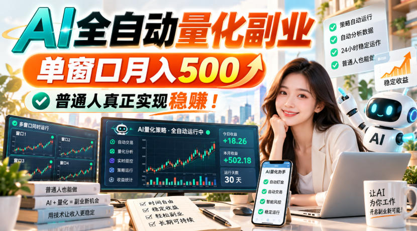 AI全自动量化副业，单窗口月入500，普通人真正实现稳賺！【揭秘】-云创网