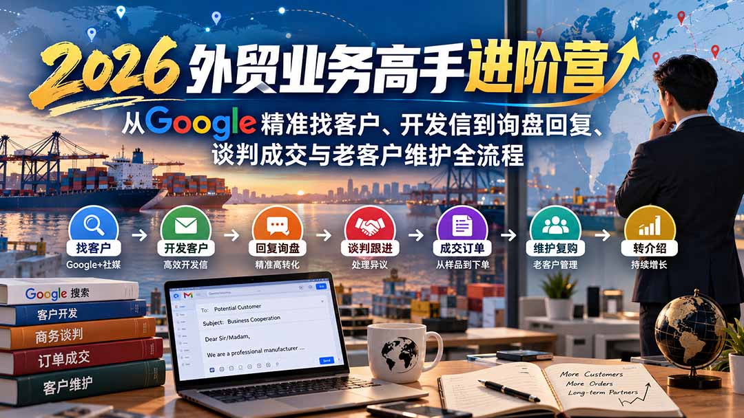 2026外贸业务高手进阶营：从Google精准找客户、开发信到询盘回复、谈判成交与老客户维护全流程-云创网