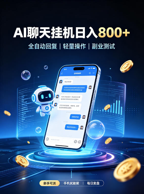 AI聊天挂G项目，日入800➕，全自动操作，适用个人副业，支持工作室矩阵操作【揭秘】-云创网