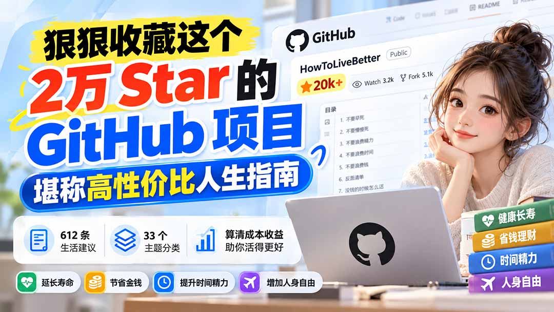狠狠收藏这个 2 万 Star 的 GitHub 项目，堪称高性价比人生指南。-云创网