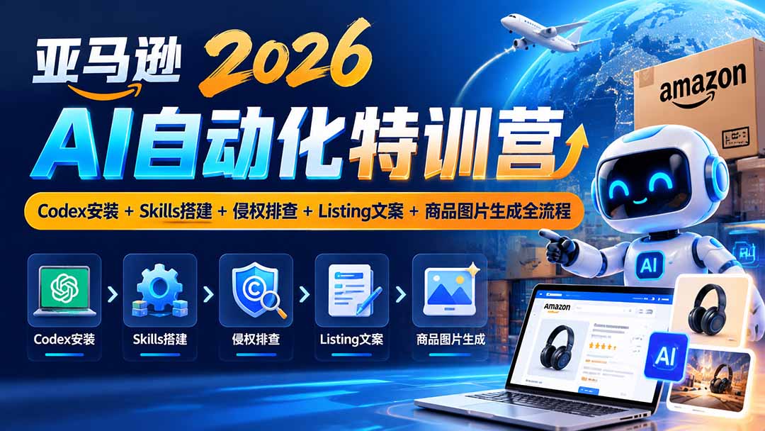亚马逊2026AI自动化-10月特训营：Codex安装+Skills搭建+侵权排查+Listing文案+商品图片生成全流程-云创网