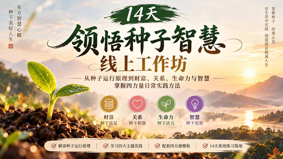 14天领悟种子智慧线上工作坊｜从种子运行原理到财富、关系、生命力与智慧，掌握四力量日常实践方法-云创网