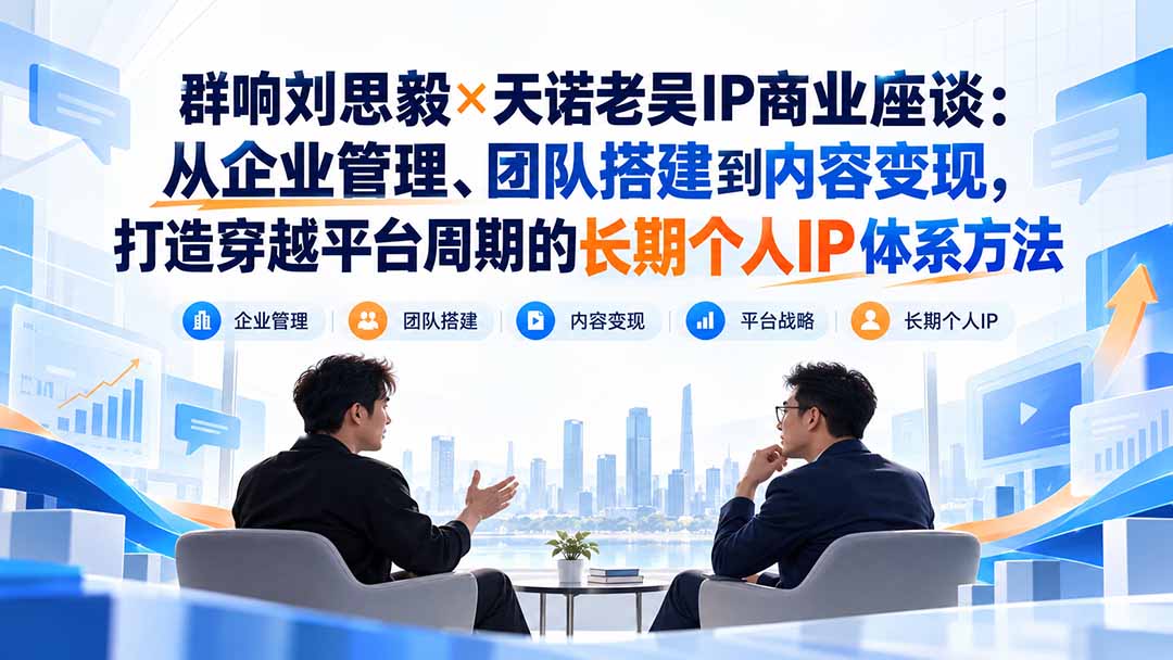 群响刘思毅×天诺老吴IP商业座谈：从企业管理、团队搭建到内容变现，打造穿越平台周期的长期个人IP体系方法-云创网