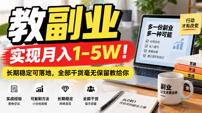 “教副业”实现月入1-5W！长期稳定可落地，全部干货毫无保留教给你【揭秘】-云创网