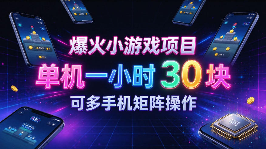 爆火小游戏撸金项目，实测单机一小时30+，可多手机矩阵操作，新手看完一遍就能上手【揭秘】-云创网