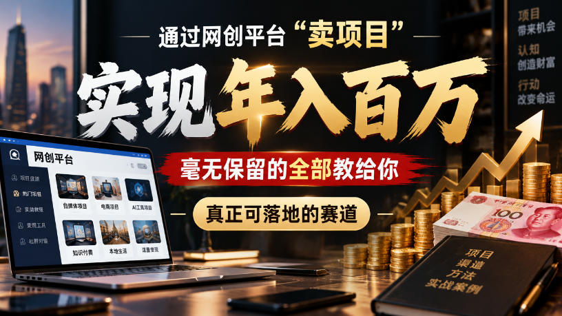 通过网创平台“卖项目”实现年入100w，毫无保留的全部教给你，真正可落地的赛道【揭秘】-云创网