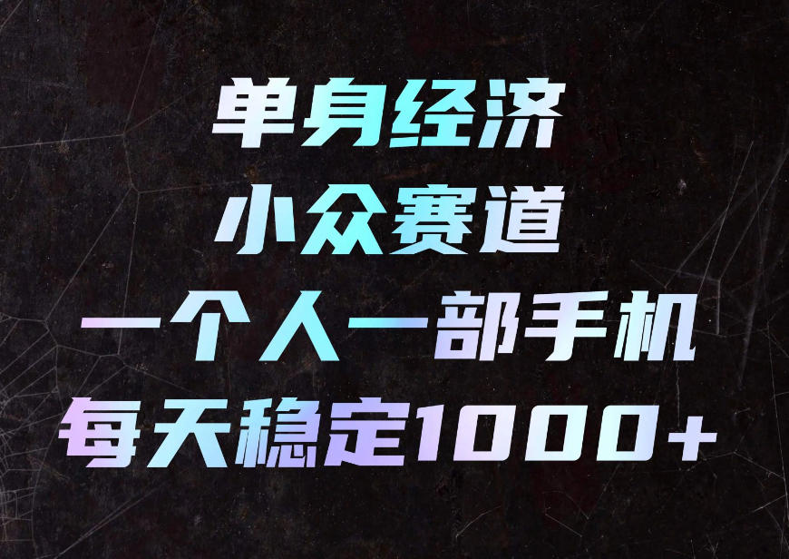 单身经济小众赛道，一个人一部手机，每天稳定1000+，利用下班碎片时间即可【揭秘】-云创网