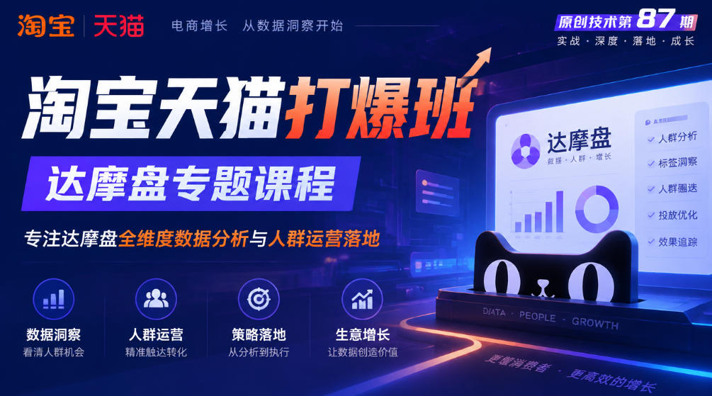《淘宝天猫打爆班》原创技术第87期，达摩盘专题课程，专注达摩盘全维度数据分析与人群运营落地-云创网